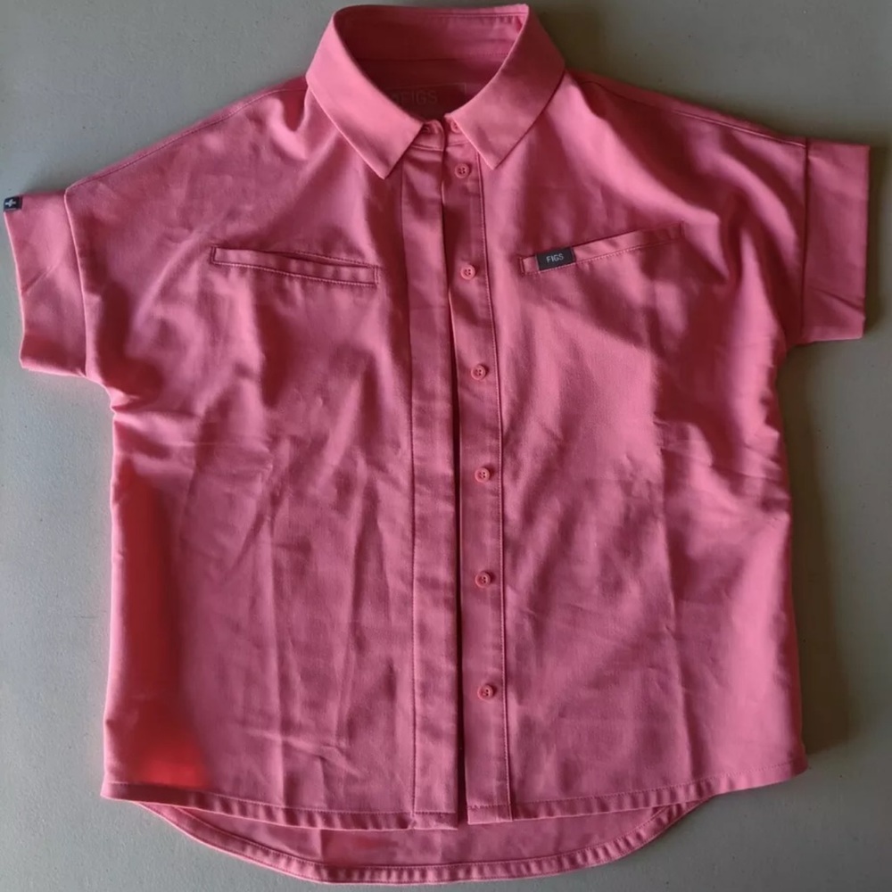 Figs Clothing Elmina Neon Pink Scrub Top